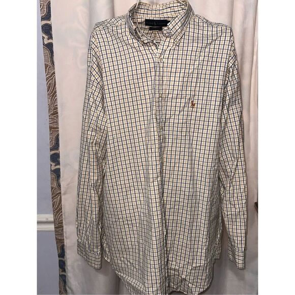 Good CONDITION Ralph Lauren Oxford Shirt Men's Size 17 1/2 Checkered Classics Bi - Picture 1 of 8